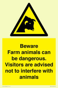 Beware Farm animals can be dangerous. Visitors are advised not to interfere with animals